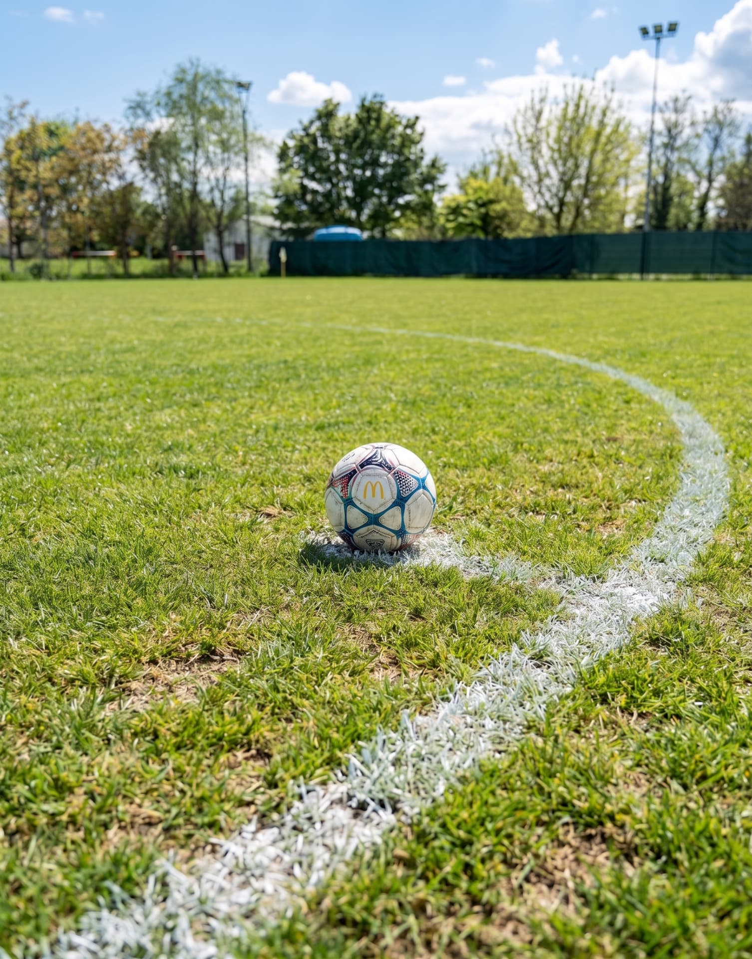 Pallone da calcio sul campo in erba naturale di Enjoy for Football